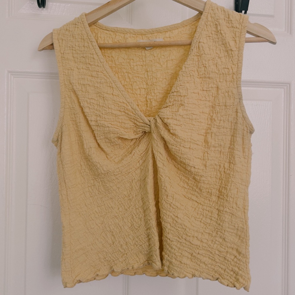 Madewell Yellow Smocked Tie Front Tank Top